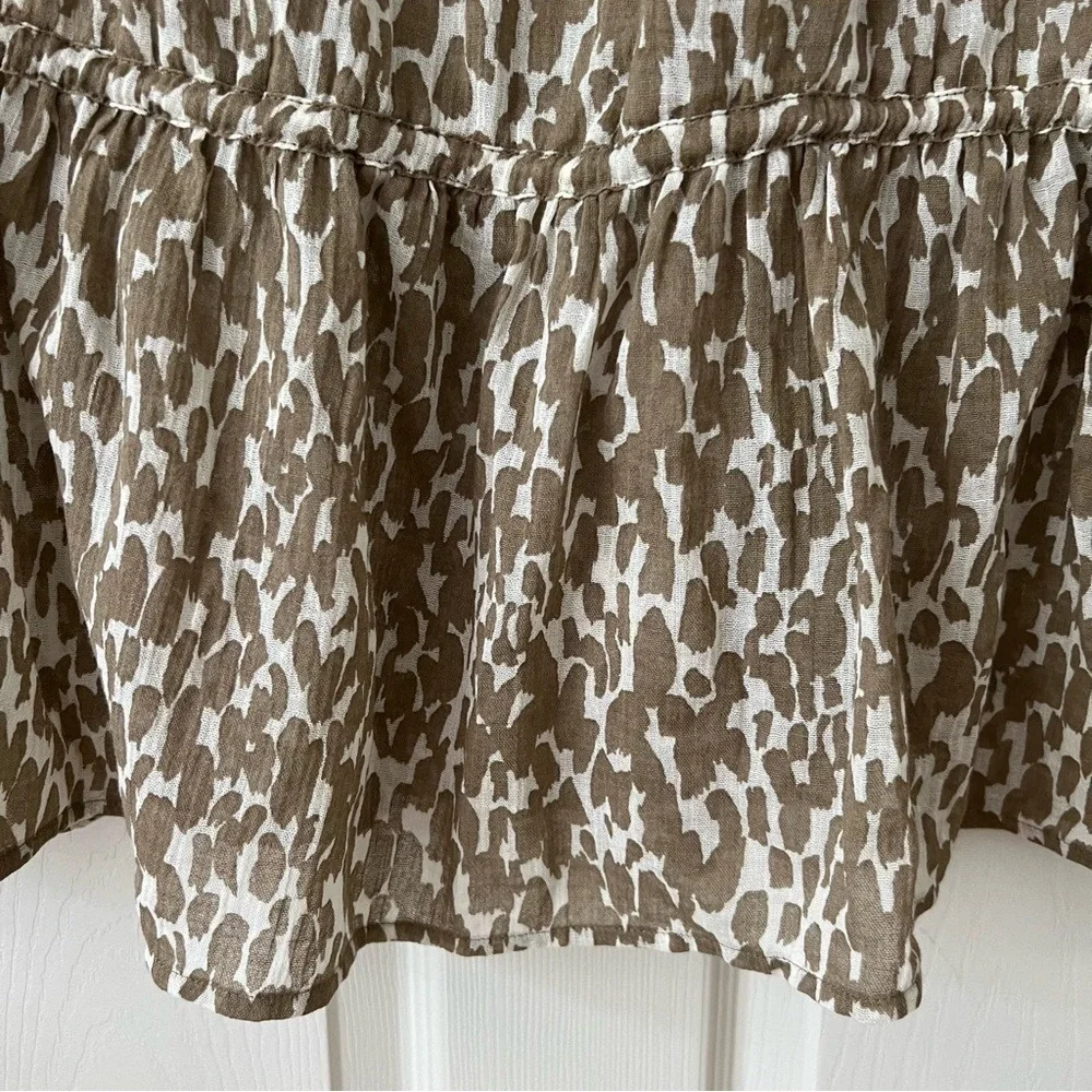 J.Crew Women Top Small Brown Leopard Print Drawstring Halter‎ Gauzy Cinched BOHO